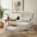Armchair with Swivel and Footrest Ancelle Beige