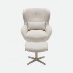 Armchair with Swivel and Footrest Ancelle Beige