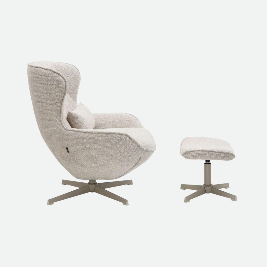 Armchair with Swivel and Footrest Ancelle Beige