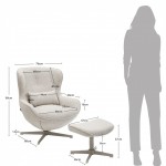 Armchair with Swivel and Footrest Ancelle Beige