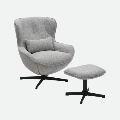 Armchair with Swivel and Footrest Ancelle Gray Armchair with Swivel and Footrest Ancelle Gray