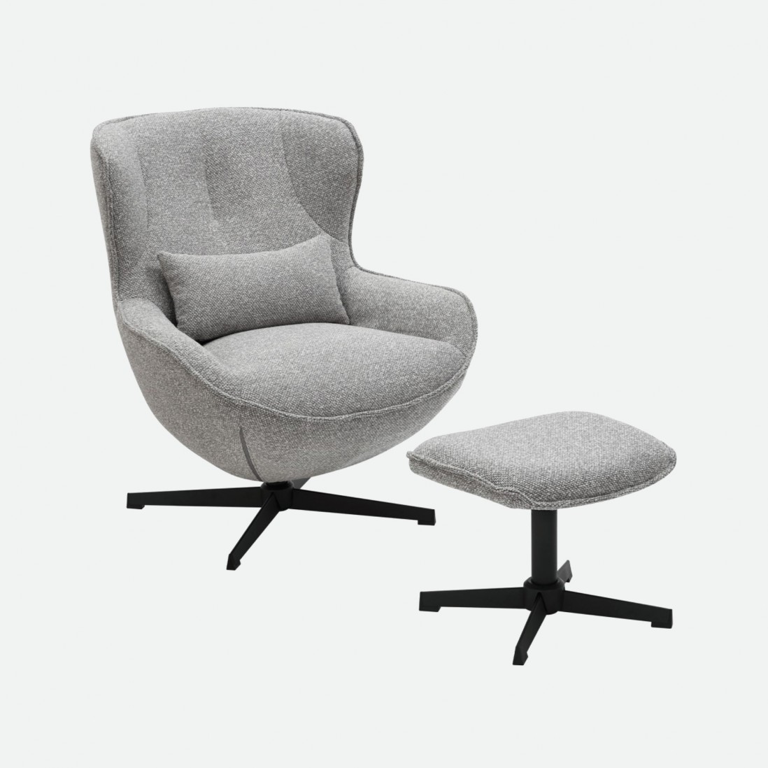 Armchair with Swivel and Footrest Ancelle Gray