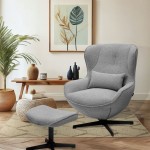 Armchair with Swivel and Footrest Ancelle Gray