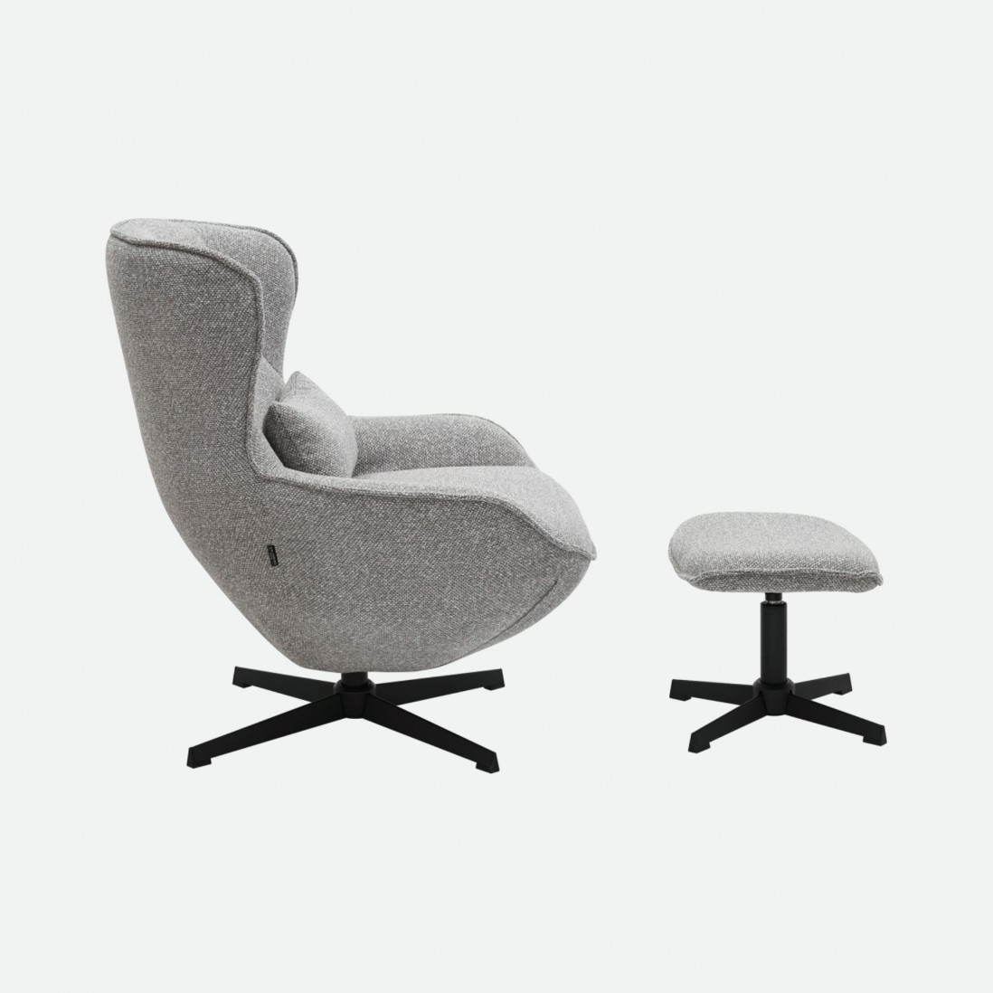 Armchair with Swivel and Footrest Ancelle Gray