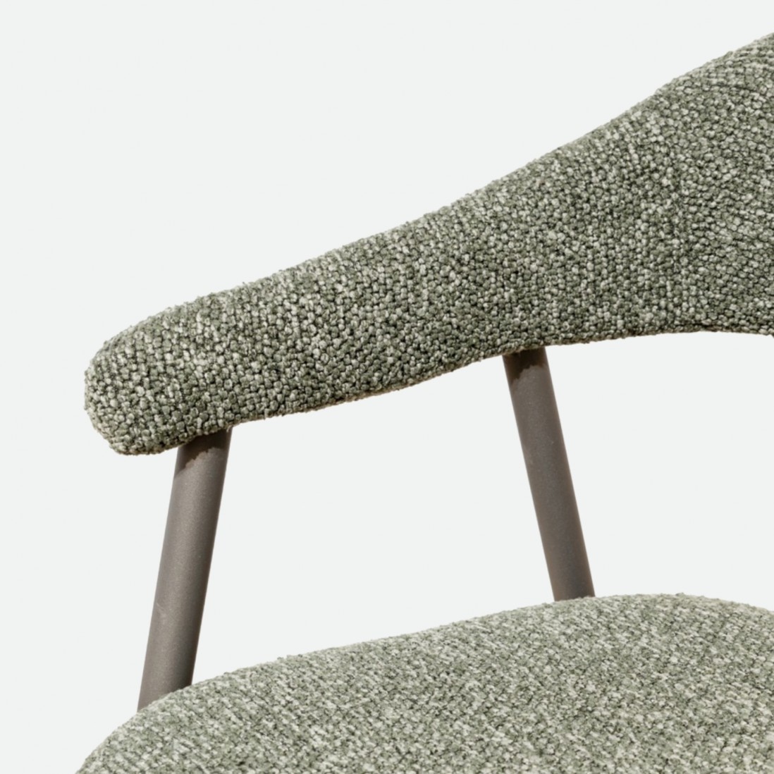 Euron chair green fabric and metal frame in matching color
