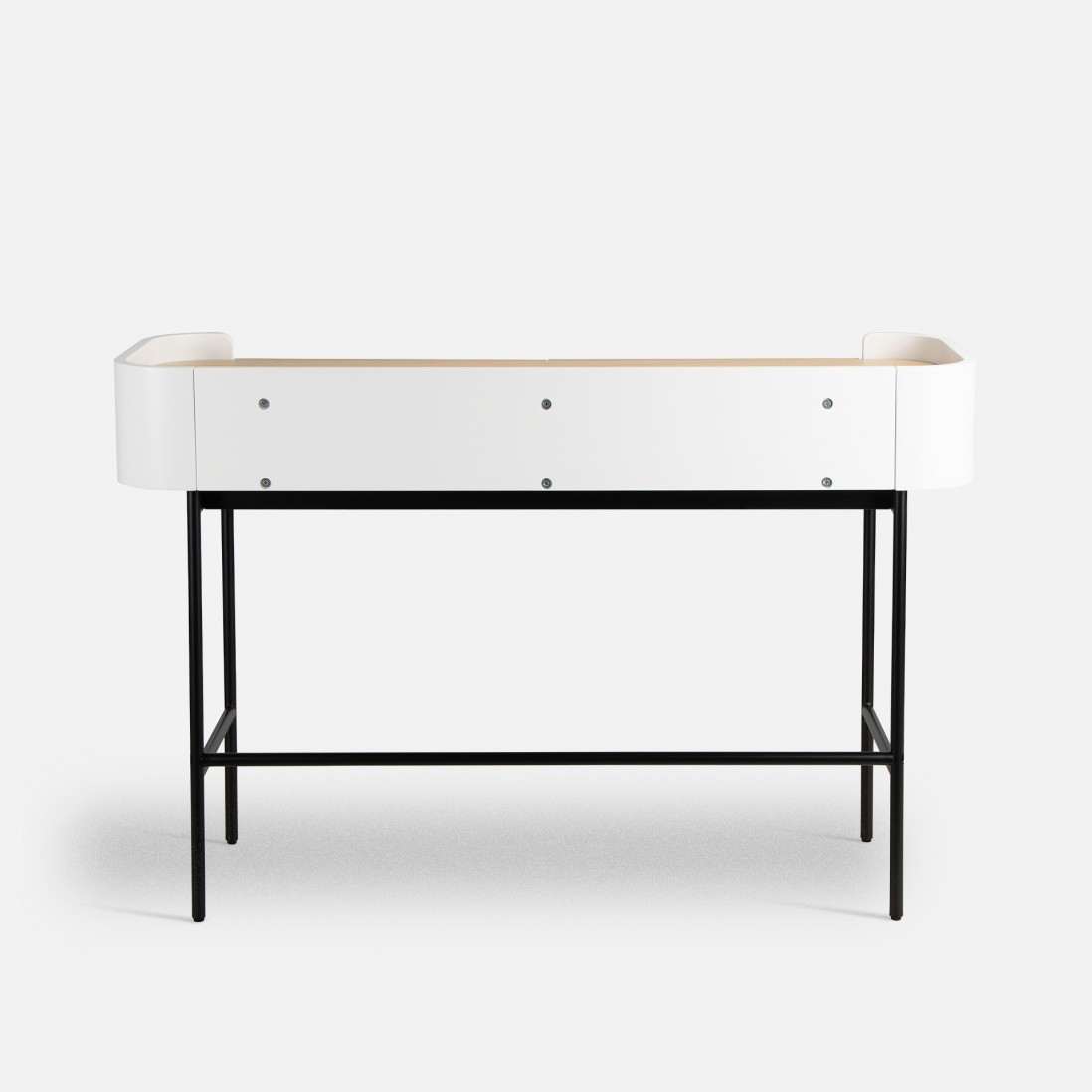 Riparia desk with 2 drawers in oak and white lacquer with black metal legs 120 x 60 cm