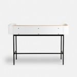 Riparia desk with 2 drawers in oak and white lacquer with black metal legs 120 x 60 cm
