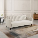 3 Seater Fabric Sofa Bed Ebro Linen Beige