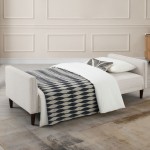 3 Seater Fabric Sofa Bed Ebro Linen Beige