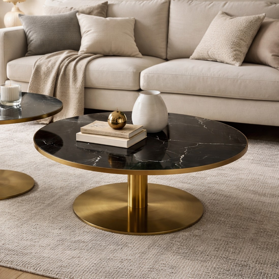 SAVA black porcelain coffee table �90cm