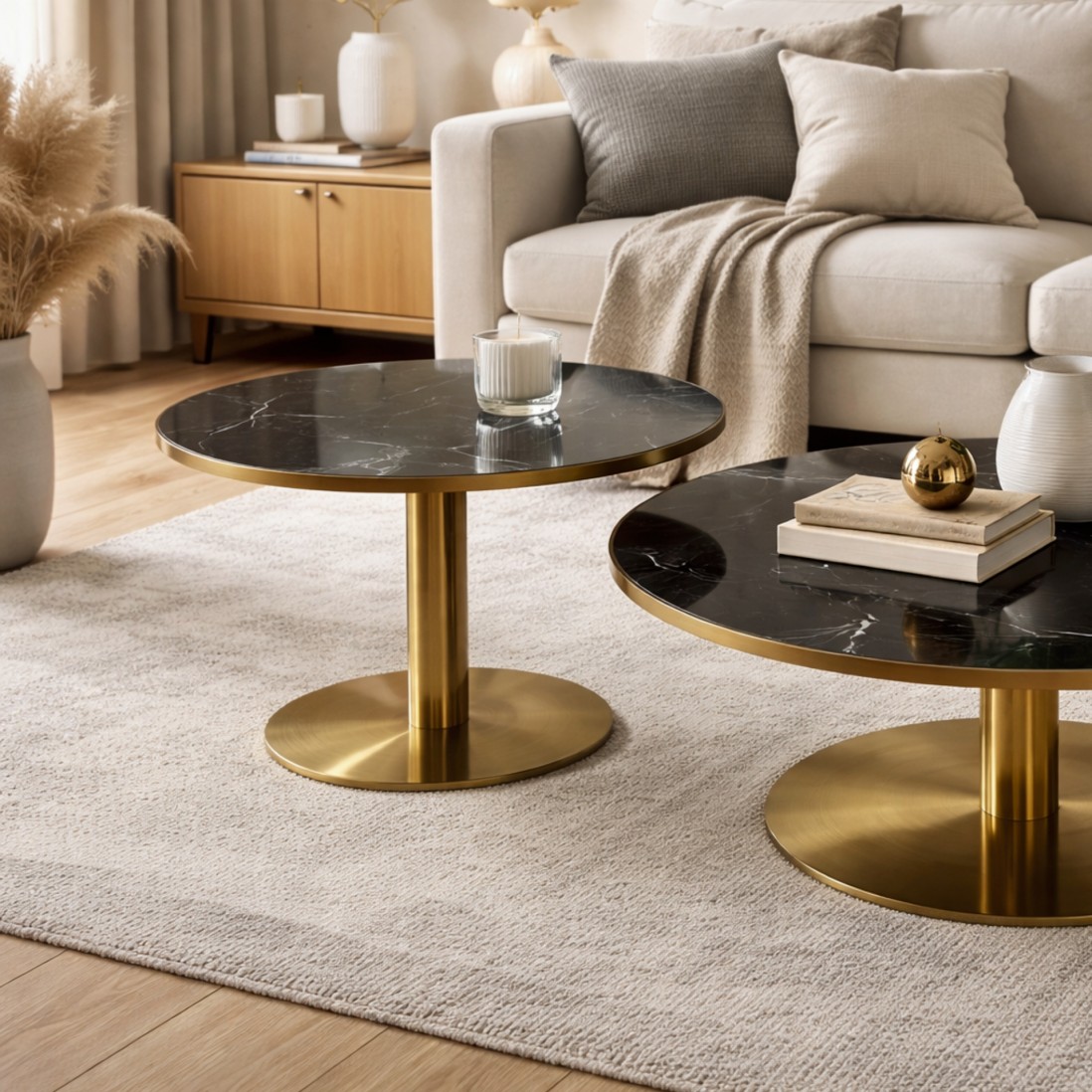 SAVA black porcelain coffee table �60cm