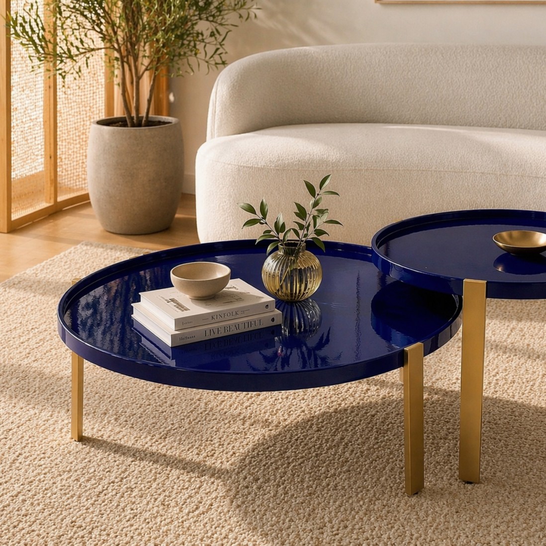KORANA blue ceramic coffee table �80cm