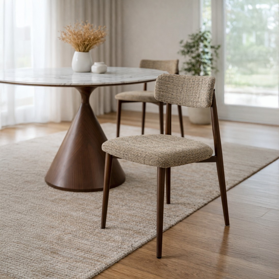 TANARO chair in beige fabric and metal legs