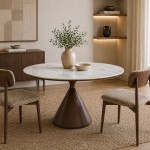 NERA round dining table metal and stone �120cm