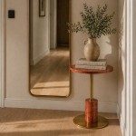 MIRNA side table red travertine marble �40cm