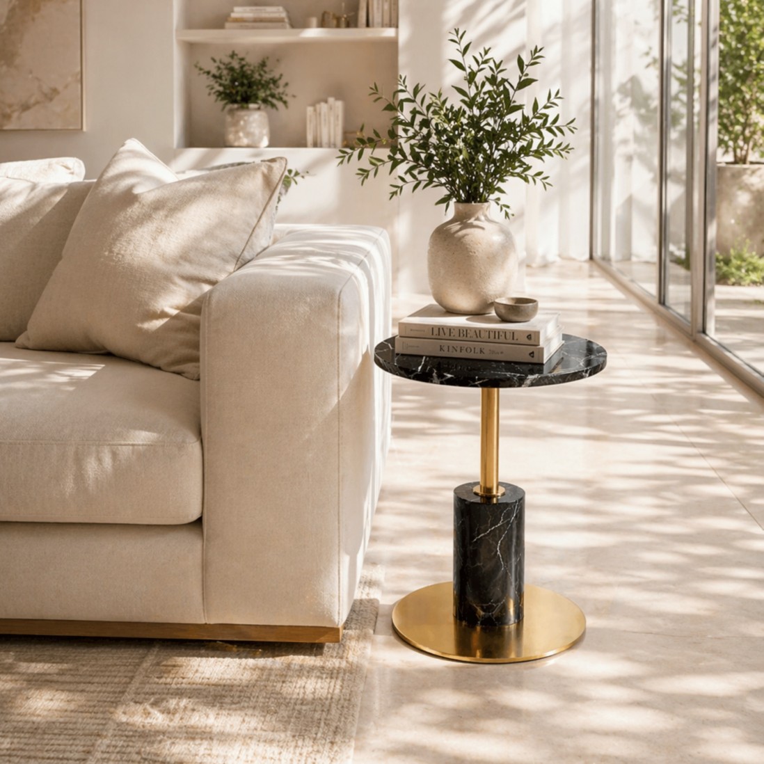 MIRNA side table black marquina marble �40cm