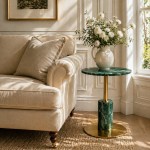 MIRNA side table green crystal marble �40cm
