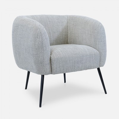 Calcinara armchair in gray chenille with black metal legs