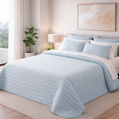 PRADO double bedspread plain light blue