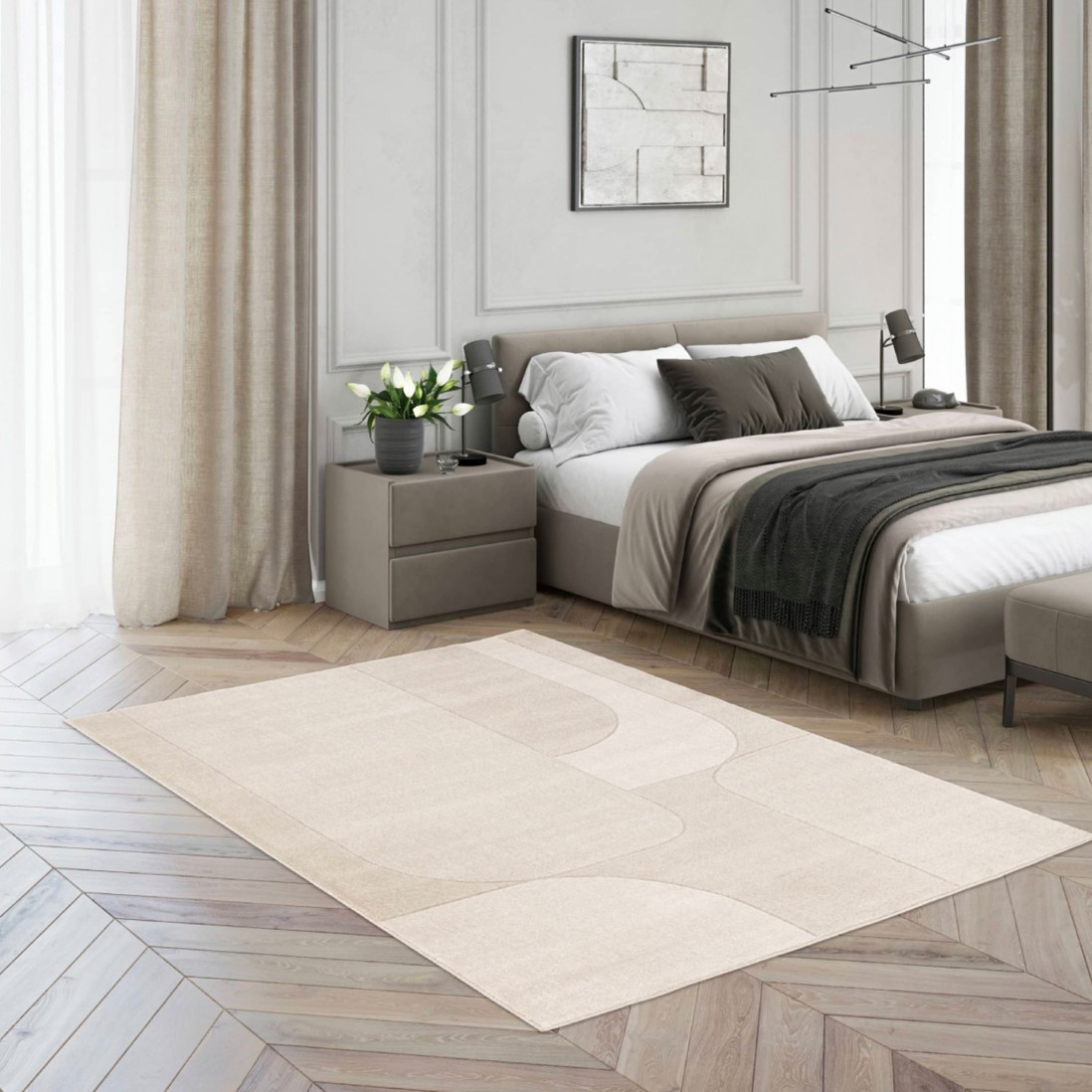 Abstract Area Rug Gabo 38305/651 Beige