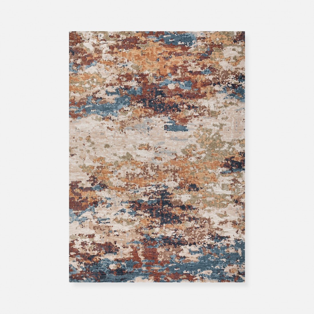 Odense 7761/004 abstract rug in beige brown and blue brown and blue