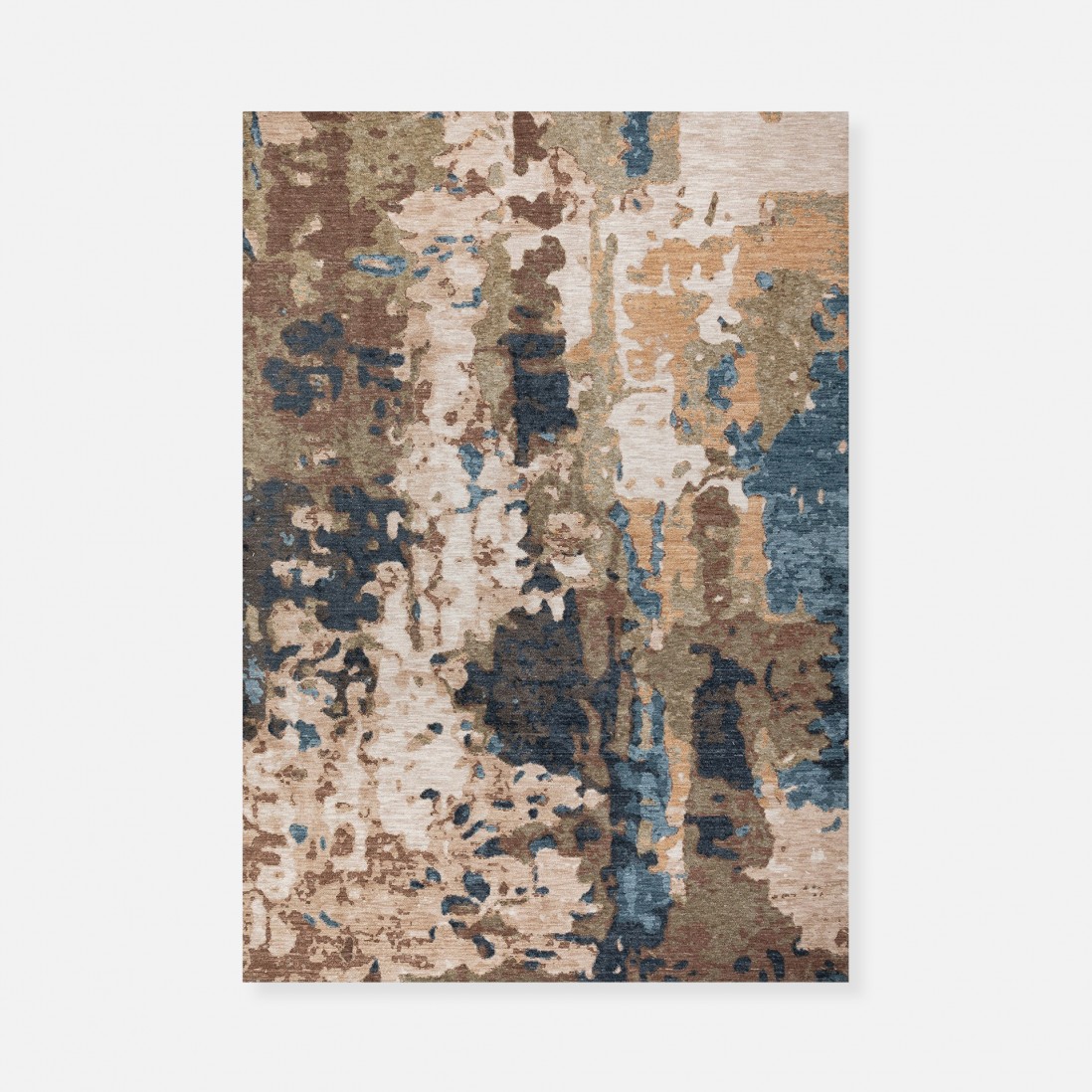 Odense 7748/004 abstract rug in beige brown and blue brown and blue