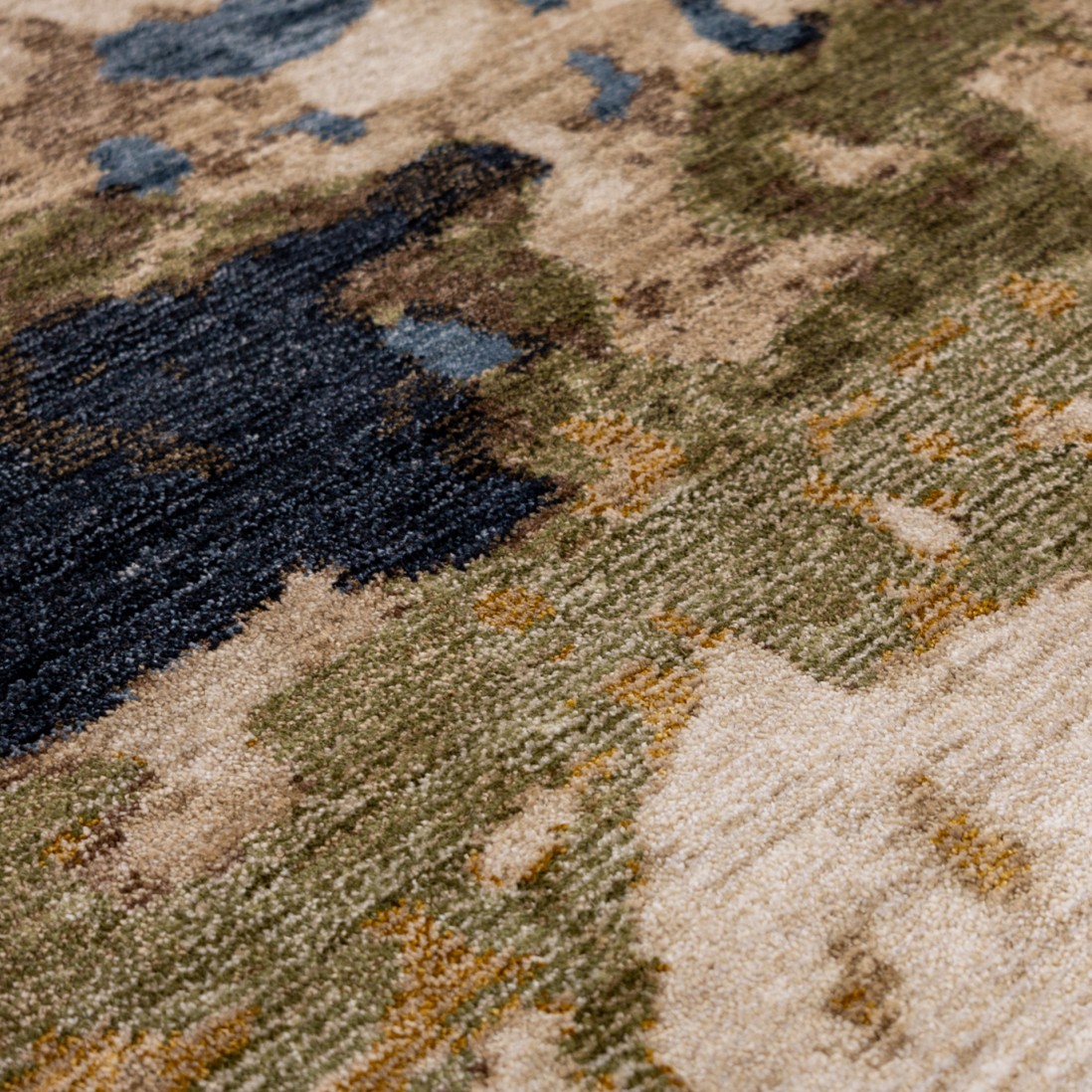 Odense 7748/004 abstract rug in beige brown and blue brown and blue