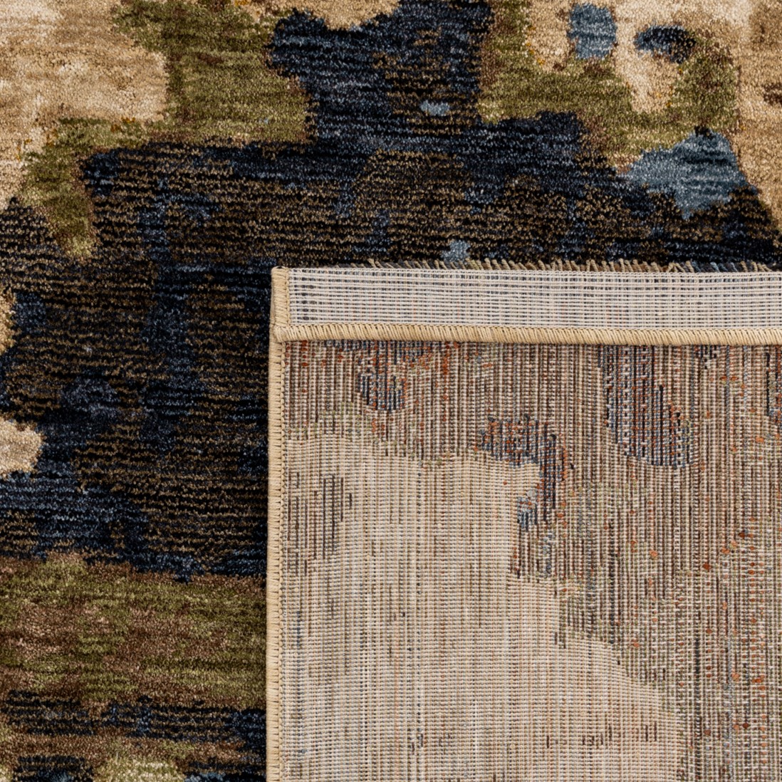 Odense 7748/004 abstract rug in beige brown and blue brown and blue