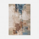 Odense 7403/004 abstract rug in beige brown and blue brown and blue