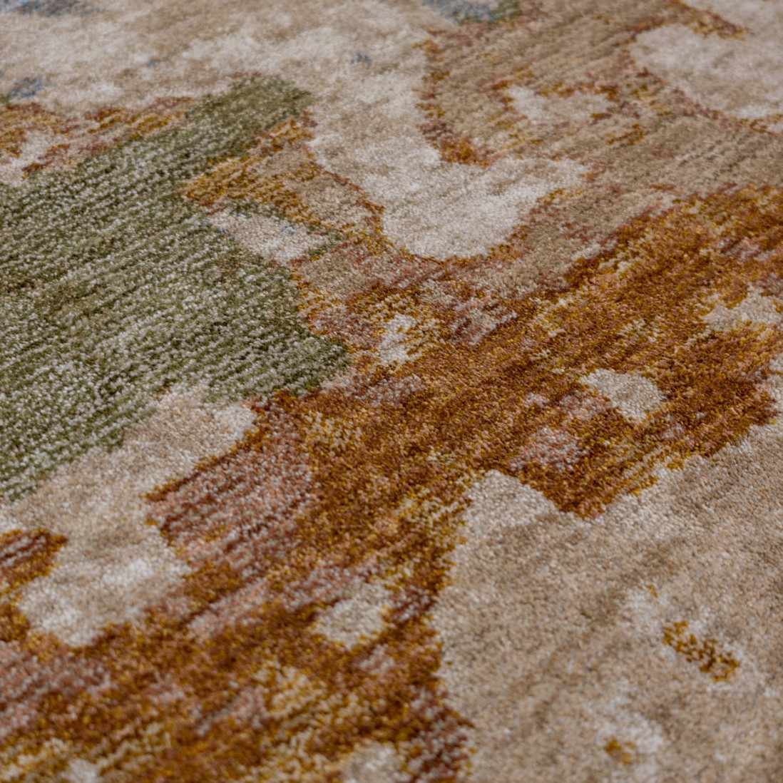 Odense 7748/192 abstract rug in beige brown and blue brown and blue
