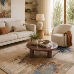 Odense 7403/004 abstract rug in beige brown and blue brown and blue