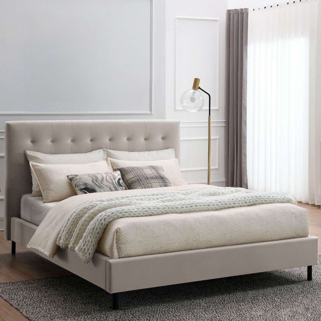Cama Doble con Base de Colch�n 160x200 cm Tormes Beige