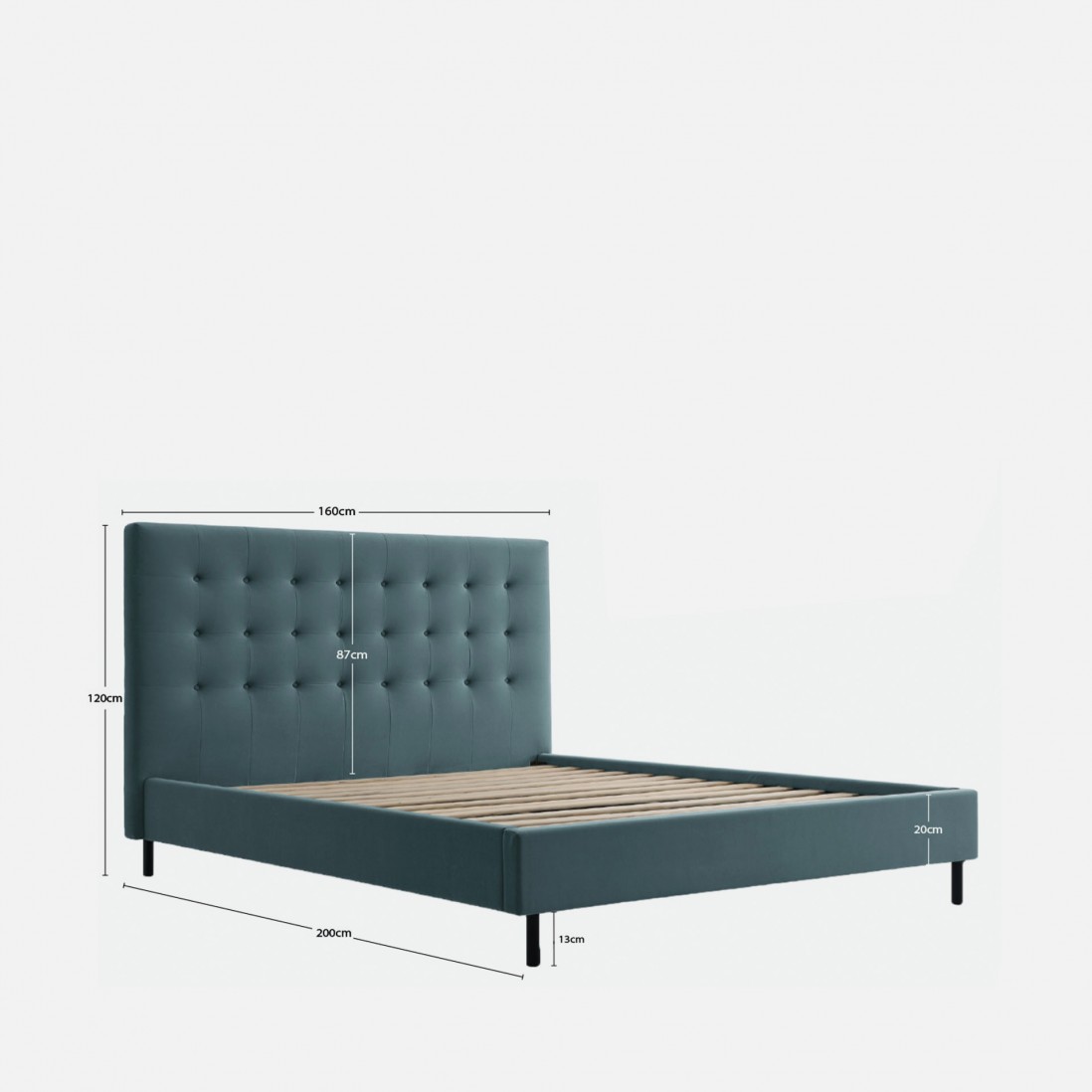Cama de Casal com Estrado para Colch�o 160x200 cm Tormes Verde