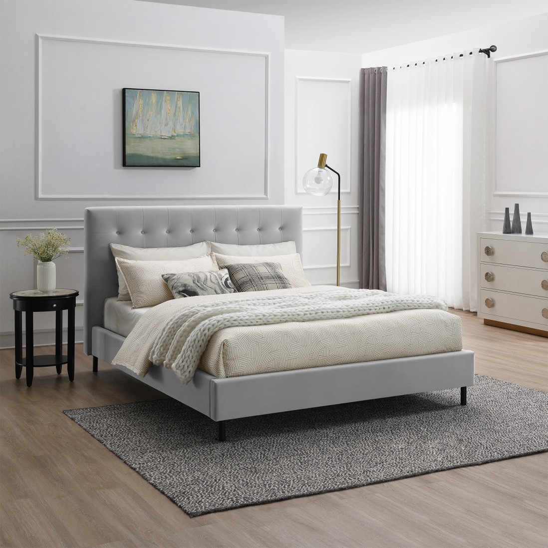 TORMES CAMA 22023 160x200 CINZA REQUER MONTAGEM