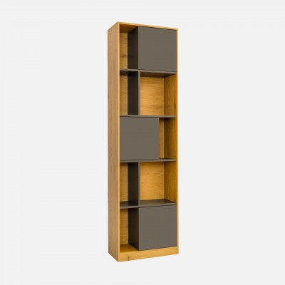 Voer oak effect shelving unit with grey doors 60cm