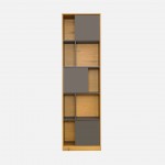 Voer oak effect shelving unit with grey doors 60cm