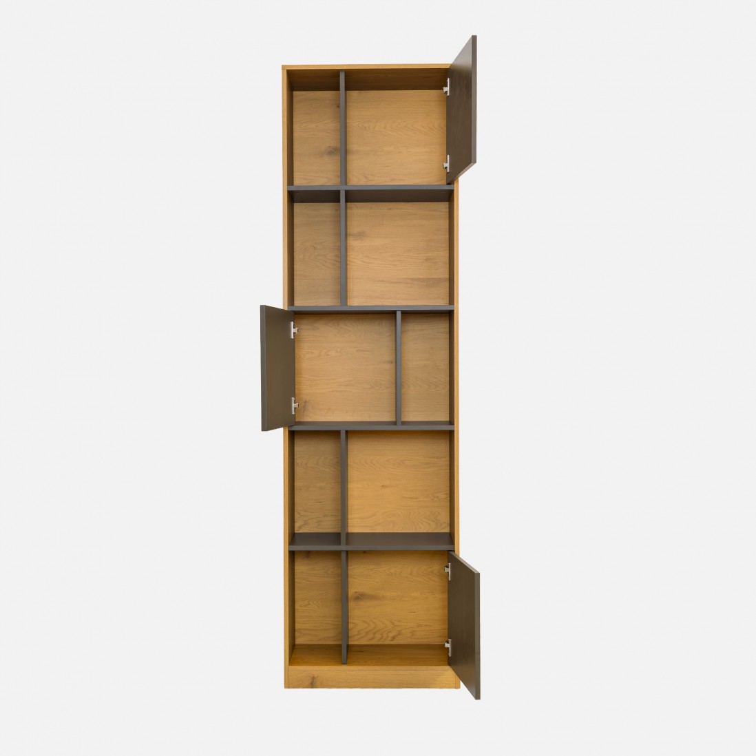 Voer oak effect shelving unit with grey doors 60cm
