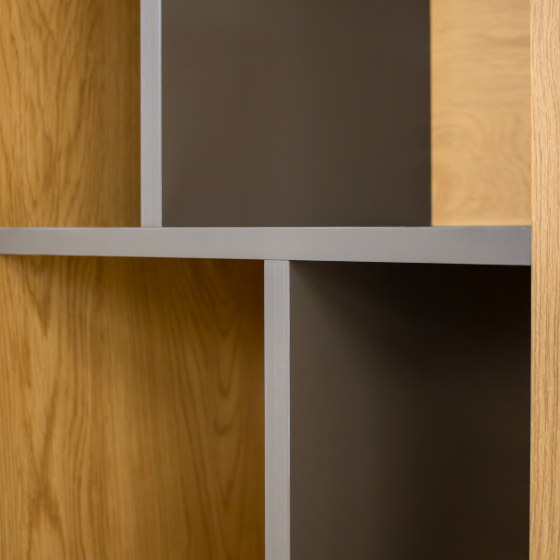 Voer oak effect shelving unit with grey doors 60cm