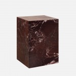 Side table in Burgundy Cube Stone Composite