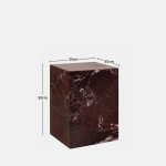 Side table in Burgundy Cube Stone Composite