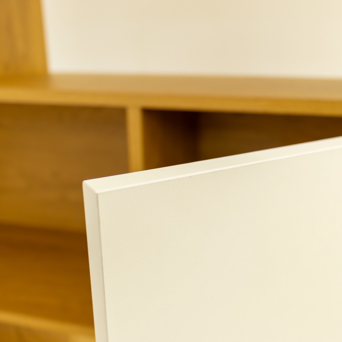 Rupel oak effect shelving unit with white doors 80cm