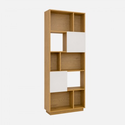 Rupel oak effect shelving unit with white doors 80cm