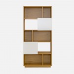 Rupel oak effect shelving unit with white doors 80cm