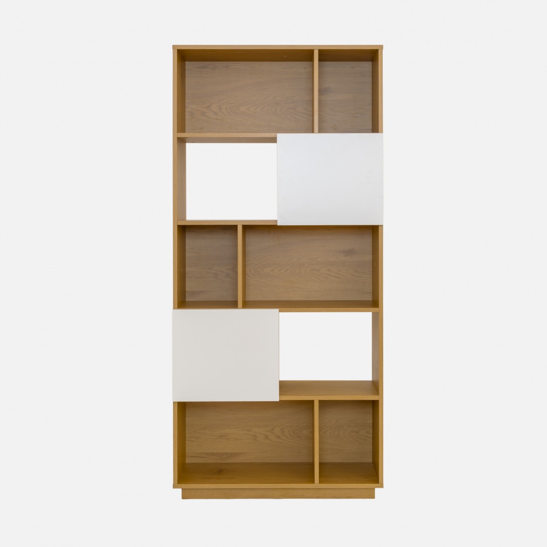 Rupel oak effect shelving unit with white doors 80cm