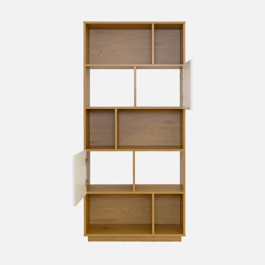 Rupel oak effect shelving unit with white doors 80cm