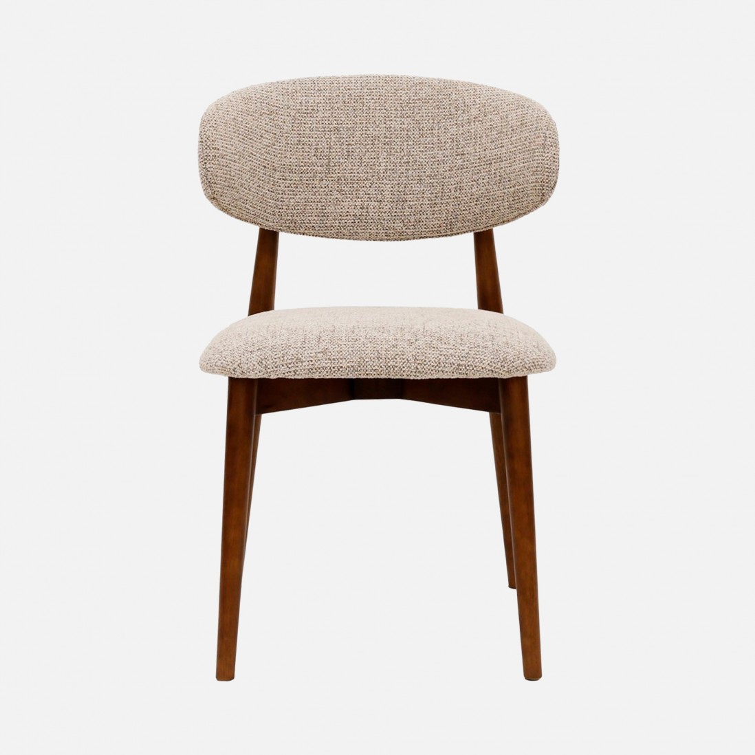 Roya chair in brown chenille with solid wood legs