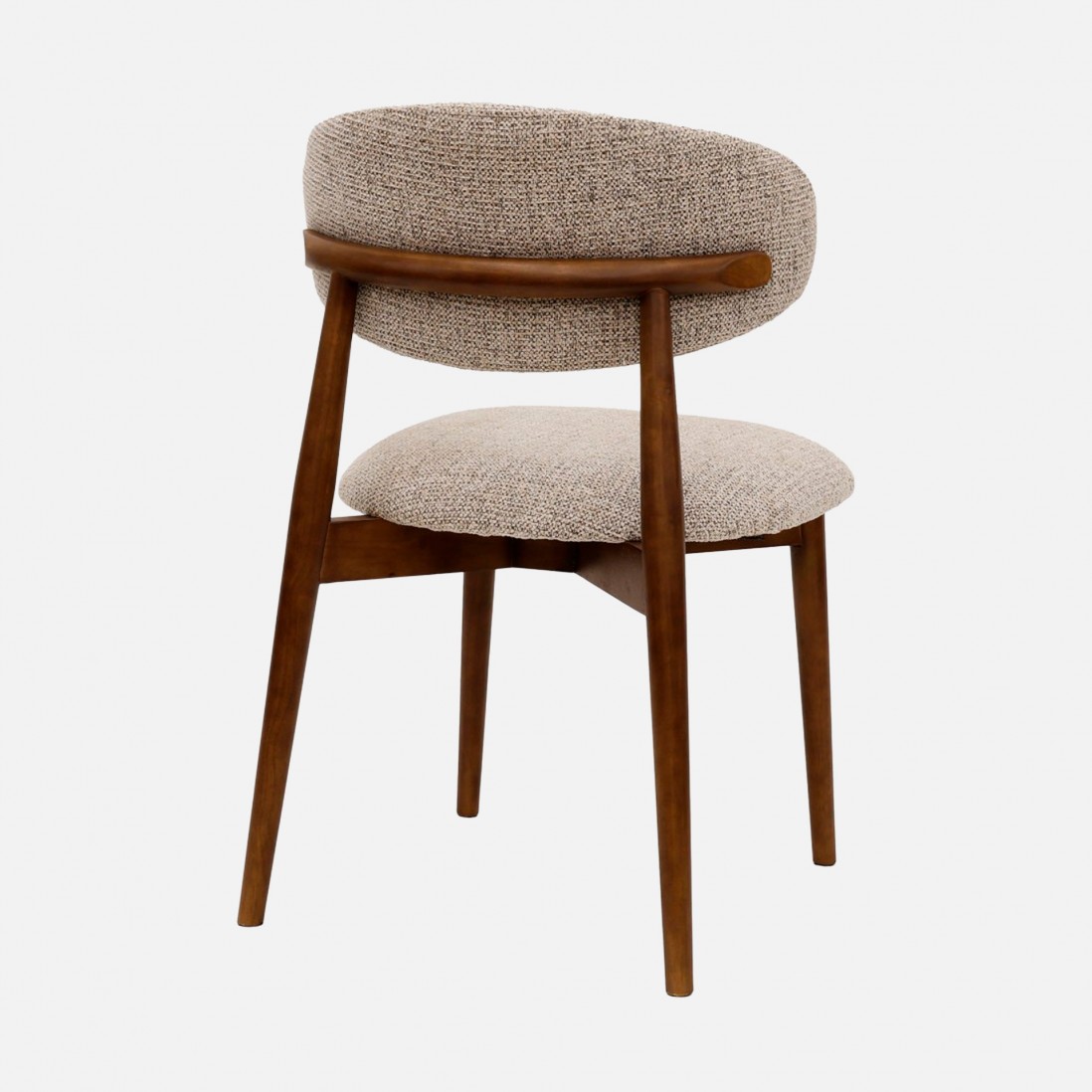 Roya chair in brown chenille with solid wood legs