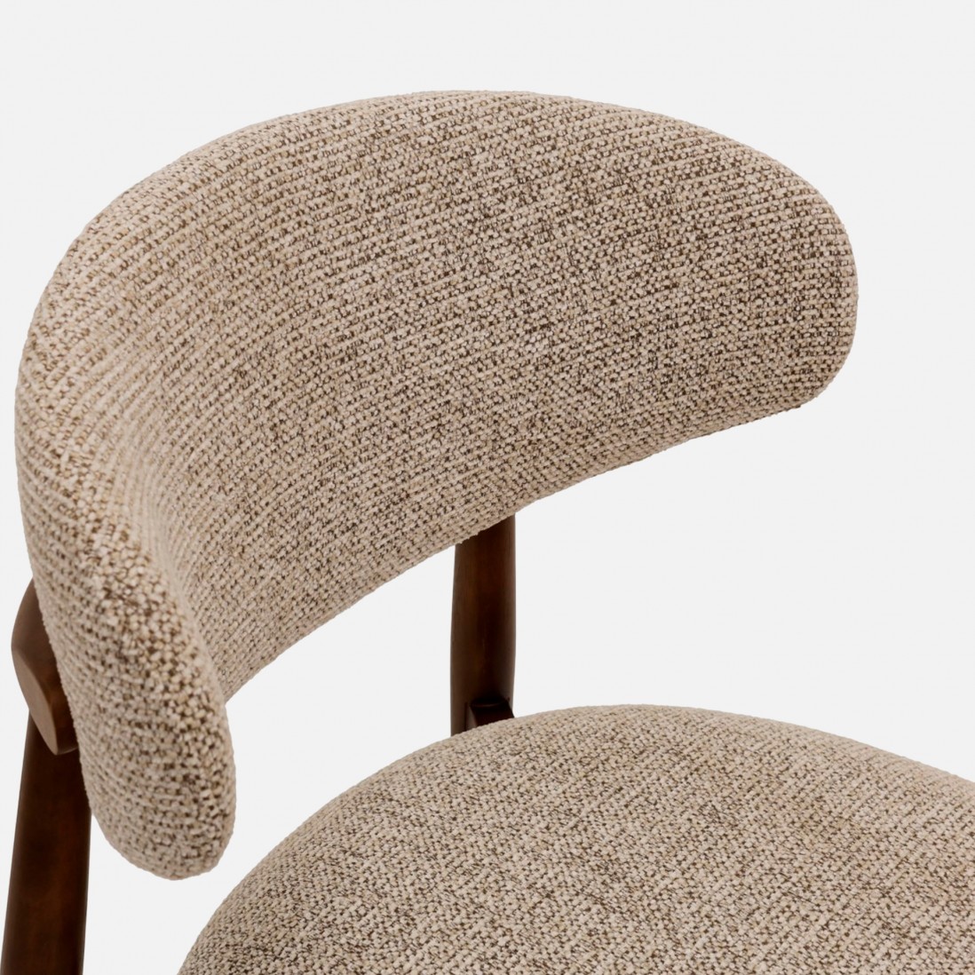 Roya chair in brown chenille with solid wood legs