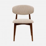 Roya chair in beige chenille with solid wood legs