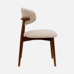 Roya chair in beige chenille with solid wood legs